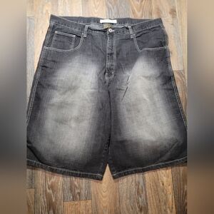Vintage 90s Y2K Dodeca Mens Size 48 Baggy Jean Shorts Black Distressed